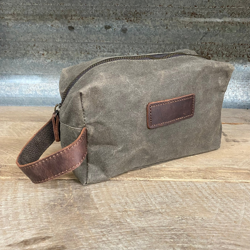 Waxed Cotton Toiletry Bag - Dark Brown - Phoenix Menswear