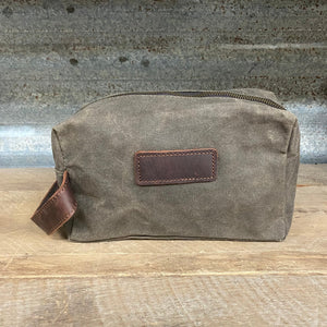 Waxed Cotton Toiletry Bag - Dark Brown - Phoenix Menswear