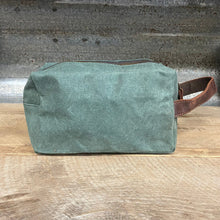 Load image into Gallery viewer, Waxed Cotton Toiletry Bag - Green - Phoenix Menswear