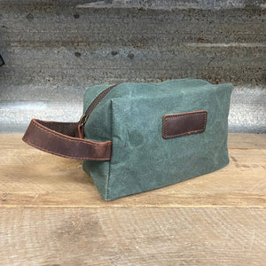 Waxed Cotton Toiletry Bag - Green - Phoenix Menswear