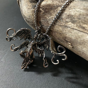 Winged Goddess in Armour Pendant on Chain Necklace - Phoenix Menswear