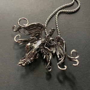 Winged Goddess in Armour Pendant on Chain Necklace - Phoenix Menswear