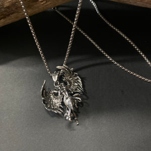 Winged Goddess Pendant on Chain Necklace - Phoenix Menswear