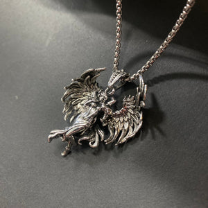 Winged Goddess Pendant on Chain Necklace - Phoenix Menswear