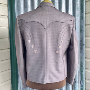 1970's Retro Jacket Vintage Grey-Brown Embroidered Detail Made in USA Sz L - OOAK - Phoenix Menswear