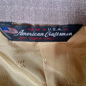 1970's Retro Jacket Vintage Grey-Brown Embroidered Detail Made in USA Sz L - OOAK - Phoenix Menswear