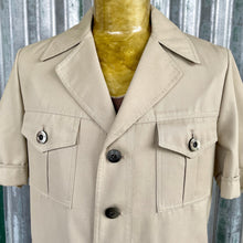 Load image into Gallery viewer, 1970&#39;s Safari Jacket Vintage Beige Retro Short Sleeve Pockets Sz S - OOAK - Phoenix Menswear