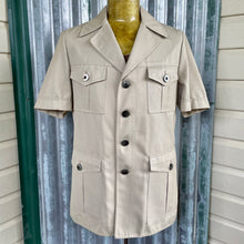 Load image into Gallery viewer, 1970&#39;s Safari Jacket Vintage Beige Retro Short Sleeve Pockets Sz S - OOAK - Phoenix Menswear