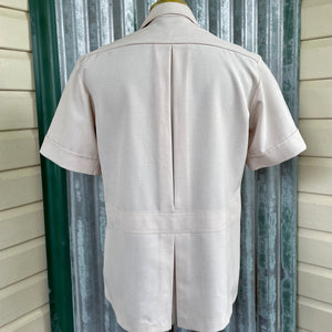 1970's Safari Jacket Vintage Cream Retro Short Sleeve Pockets Sz L - OOAK - Phoenix Menswear