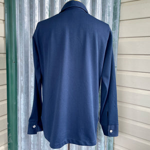 1970's Safari Jacket Vintage Navy Blue Retro Long Sleeve Pockets Sz XL - OOAK - Phoenix Menswear