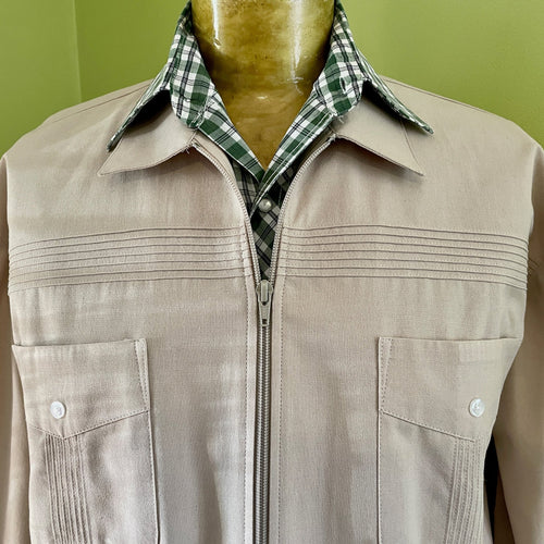 1970's Vintage Cream Jacket Retro Pockets Sz L - OOAK - Phoenix Menswear