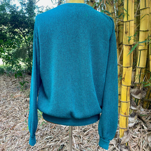 1970's Vintage Green Alpaca Wool Knit Cardigan Made in Peru Buttons Sz L - OOAK - Phoenix Menswear