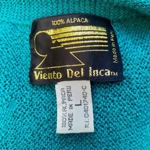 1970's Vintage Green Alpaca Wool Knit Cardigan Made in Peru Buttons Sz L - OOAK - Phoenix Menswear