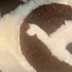 1970's Vintage Handmade Alpaca Fur Carpet Wool Brown White Rug Soft Round - OOAK - Phoenix Menswear