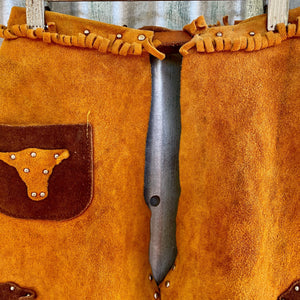 1970's Vintage Kid's Chaps Cowboy Western Tan Suede Fringed Soft Sz XS/S - OOAK - Phoenix Menswear