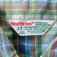 Load image into Gallery viewer, 1970&#39;s Vintage Kid&#39;s Check Plaid Shirt Green Blue Long Sleeve Sz 3T - OOAK - Phoenix Menswear