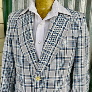1970's Vintage Men's Blazer Blue Check Made in Australia Sz S - OOAK - Phoenix Menswear