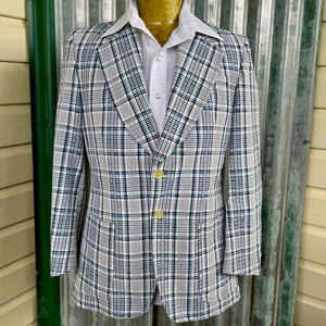 1970's Vintage Men's Blazer Blue Check Made in Australia Sz S - OOAK - Phoenix Menswear