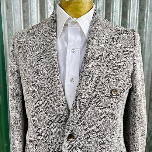 1970's Vintage Men's Blazer Brown Retro Geometric Sz S - OOAK - Phoenix Menswear