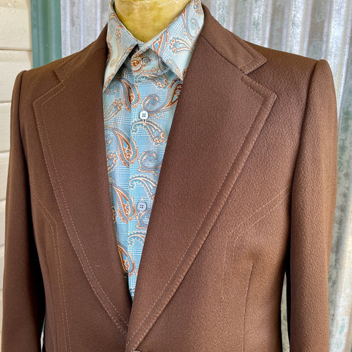 1970's Vintage Men's Brown Blazer Retro Sz M - OOAK - Phoenix Menswear