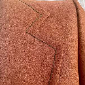 1970's Vintage Men's Brown Blazer Retro Top Stitching Sz S - OOAK - Phoenix Menswear
