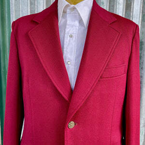 1970's Vintage Men's Red Blazer Polyester Retro Sz L - OOAK - Phoenix Menswear