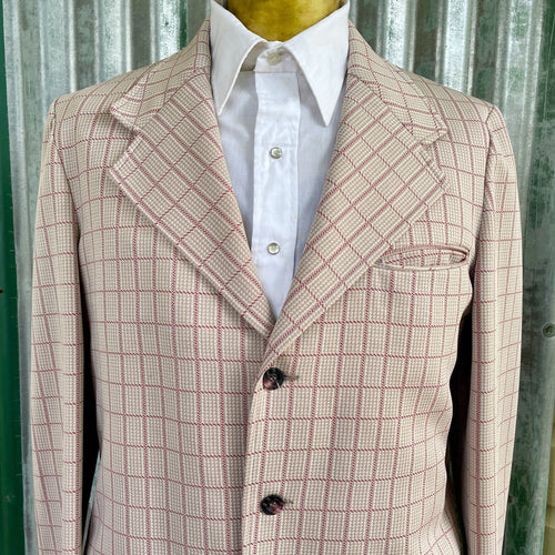 1970's Vintage Men's Western Blazer Pink Check Made in Denver Colorado USA Sz L - OOAK - Phoenix Menswear