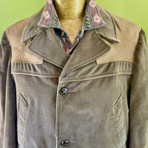 1970's Vintage Men's Woolrich Corduroy Leather Blazer Brown Sz XL - OOAK - Phoenix Menswear