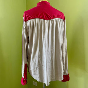 1970's Vintage Red Grey Floral Western L/S Shirt Sz XXL - OOAK - Phoenix Menswear