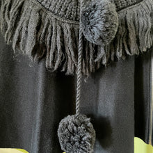 Load image into Gallery viewer, 1970&#39;s Vintage Women&#39;s Black Brown Cream Knit Cape Poncho One Size - OOAK - Phoenix Menswear