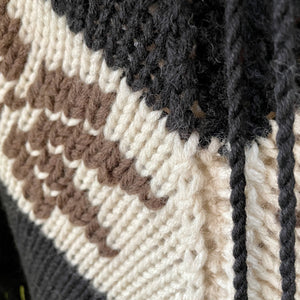 1970's Vintage Women's Black Brown Cream Knit Cape Poncho One Size - OOAK - Phoenix Menswear