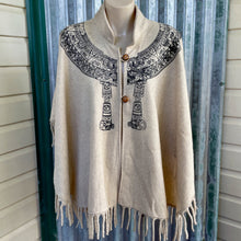Load image into Gallery viewer, 1970&#39;s Wool Vintage Poncho Ethnic Print Fringe One Size - OOAK - Phoenix Menswear