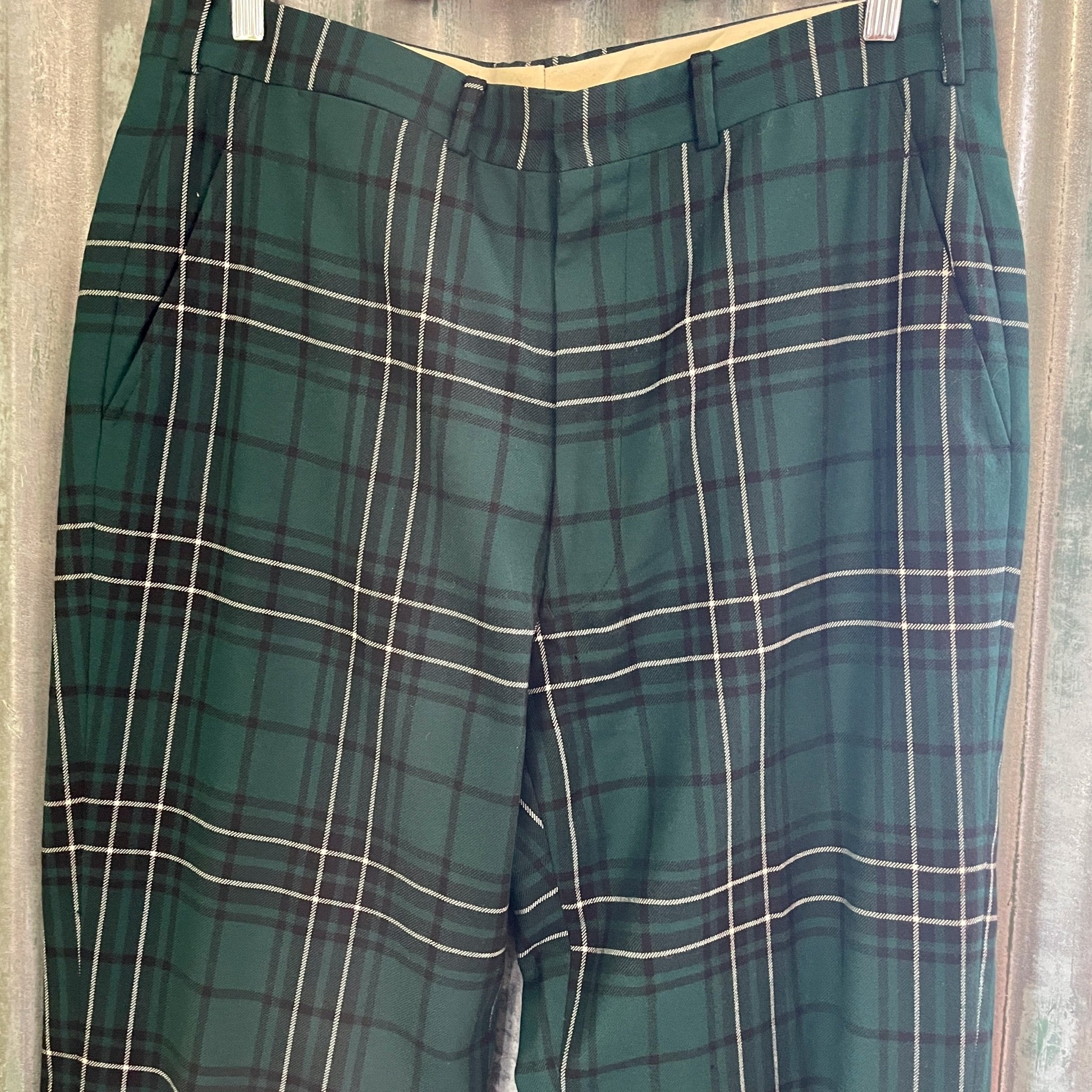 Green and black plaid on sale pants