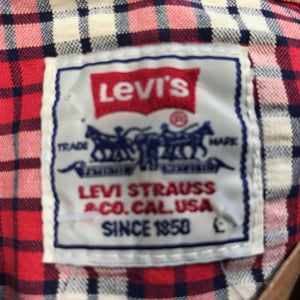 1980's Levi's Western Shirt Red White Check Cotton L/S Sz L - OOAK - Phoenix Menswear