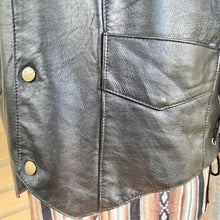 Load image into Gallery viewer, 1980s Vintage Black Leather Biker Vest Fringe Snaps Sz XXL - OOAK - Phoenix Menswear