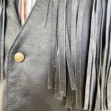 Load image into Gallery viewer, 1980s Vintage Black Leather Biker Vest Fringe Snaps Sz XXL - OOAK - Phoenix Menswear
