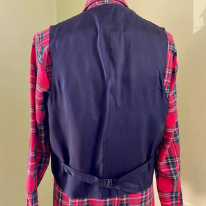 1980's Vintage Black Vest with Lapel Sz L - OOAK - Phoenix Menswear