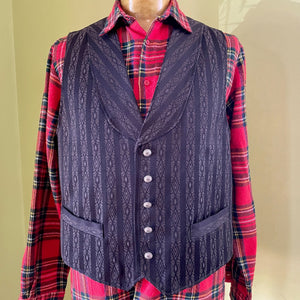 1980's Vintage Black Vest with Lapel Sz L - OOAK - Phoenix Menswear