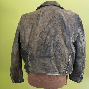 1980's Vintage Brown Heavy Biker Aviator Leather Jacket Sz L - OOAK - Phoenix Menswear