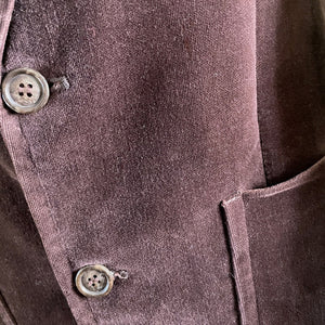 1980's Vintage Chocolate Brown Velvet Blazer French Sz XS - OOAK - Phoenix Menswear