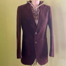 Load image into Gallery viewer, 1980&#39;s Vintage Chocolate Brown Velvet Blazer French Sz XS - OOAK - Phoenix Menswear