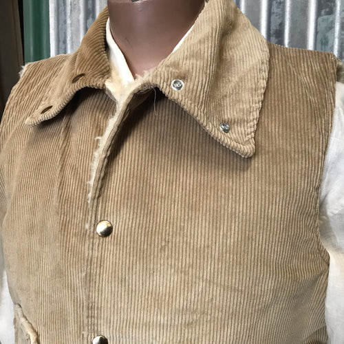 1980's Vintage Corduroy Camel Vest Sherpa Lined Sz XL - OOAK - Phoenix Menswear