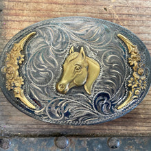 Load image into Gallery viewer, 1980&#39;s Vintage Diablo Cowboy Western Belt Buckle Sterling Silver Horse - OOAK - Phoenix Menswear