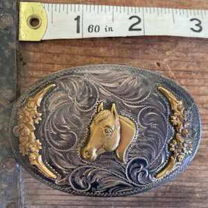 1980's Vintage Diablo Cowboy Western Belt Buckle Sterling Silver Horse - OOAK - Phoenix Menswear