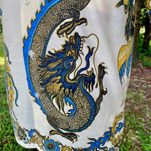 Load image into Gallery viewer, 1980&#39;s Vintage Dragon Batik Blue Gold S/S Shirt Sz XS- OOAK - Phoenix Menswear