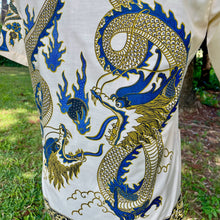 Load image into Gallery viewer, 1980&#39;s Vintage Dragon Print Blue Yellow Oriental S/S Shirt Sz S - OOAK - Phoenix Menswear