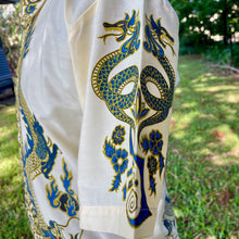 Load image into Gallery viewer, 1980&#39;s Vintage Dragon Print Blue Yellow Oriental S/S Shirt Sz S - OOAK - Phoenix Menswear