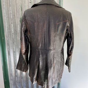 1980's Vintage Golden Bear Dark Brown Heavy Leather Jacket Made in California Sz S - OOAK - Phoenix Menswear