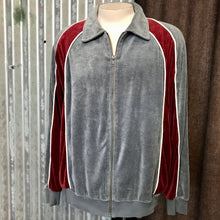 Load image into Gallery viewer, 1980&#39;s Vintage Grey &amp; Burgundy Cotton Velvet Track Top Sz XL - OOAK - Phoenix Menswear