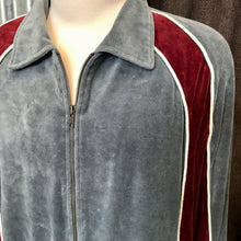 Load image into Gallery viewer, 1980&#39;s Vintage Grey &amp; Burgundy Cotton Velvet Track Top Sz XL - OOAK - Phoenix Menswear